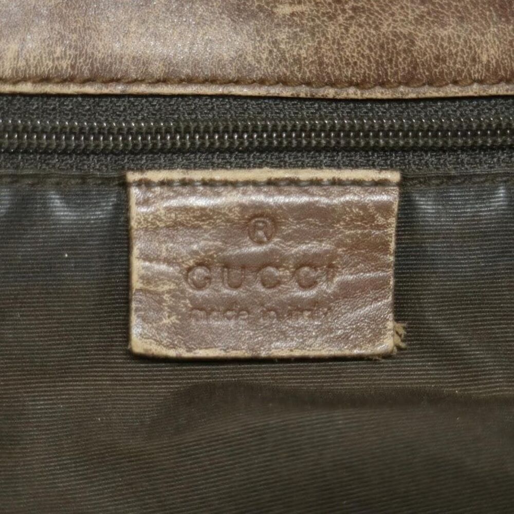 Gucci GG Canvas Tote Bag Beige Leather Handbag Travel Laptop - Picture 8 of 10